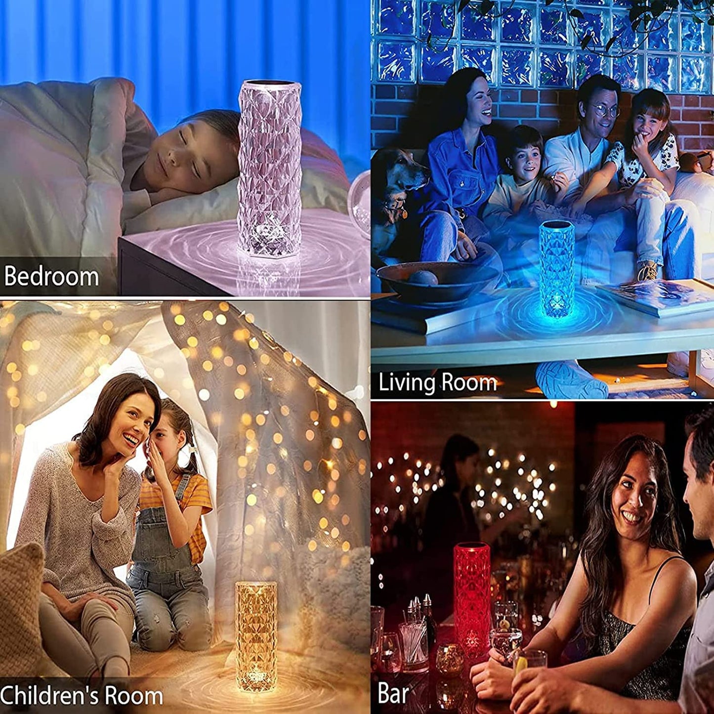 16 Colors Rose Rays Crystal Diamond Table Lamp